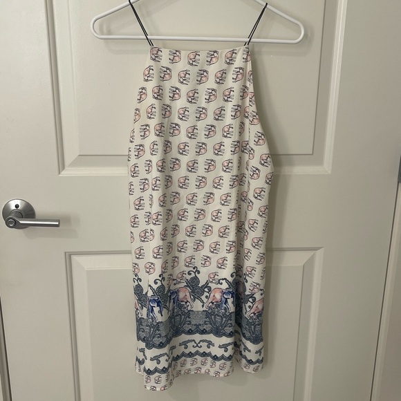 Audrey 3+1 Womens Size Small Elephant Print Slip Mini Dress Lined - Picture 2 of 11